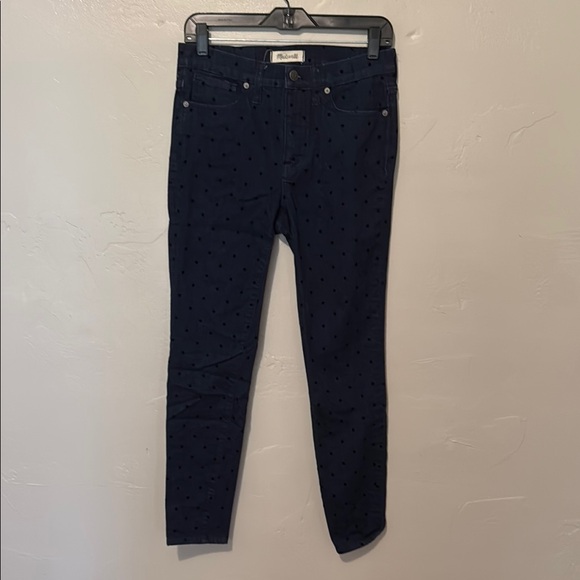 Madewell Denim - Madewell Women's Dark Blue Polka Dot 9” High-Rise Skinny Jeans 28